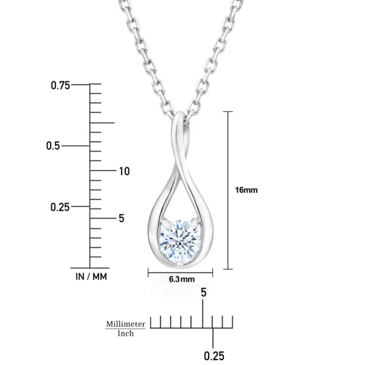 14K ホワイトゴールド 0.30カラット ダイヤモンド ティアドロップ ネックレス
