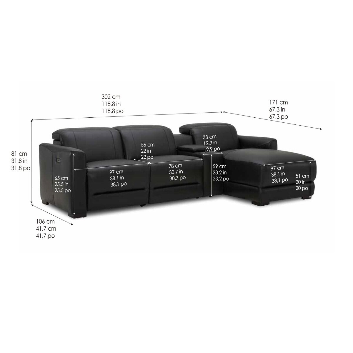 Gilman Creek Furniture 電動 革製リクライニングソファ 4PC