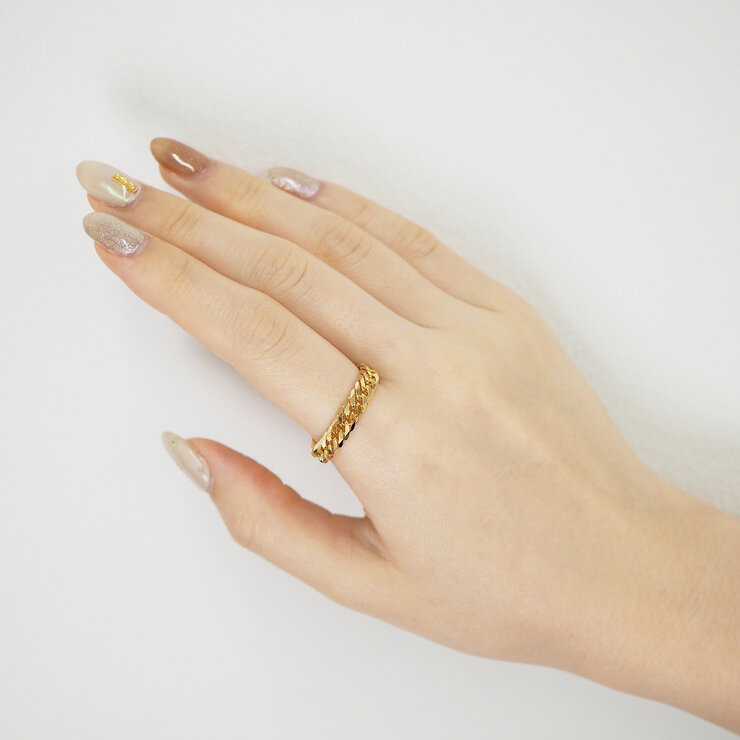 K18 6面ダブル喜平リング　4.5mm幅 20号