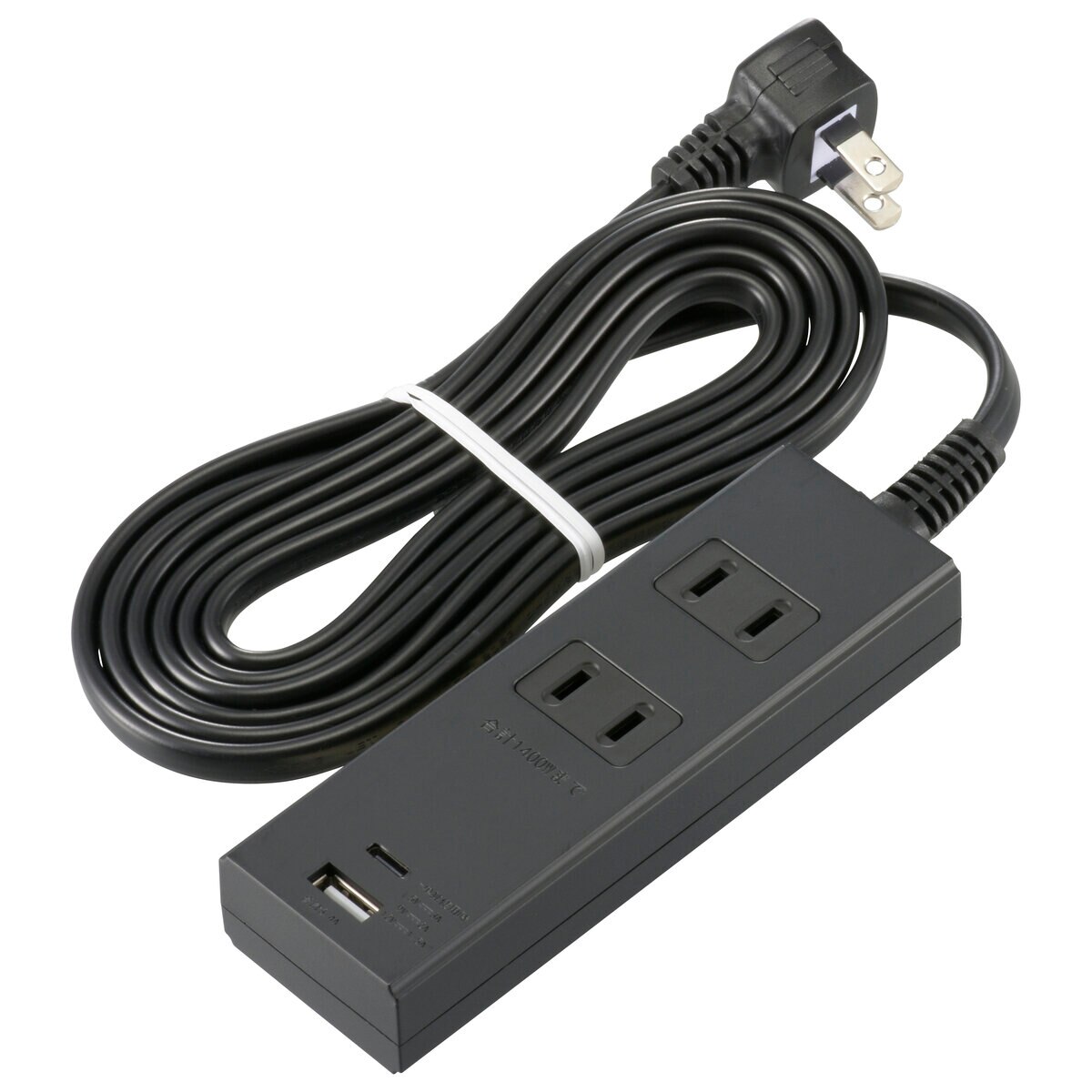 オーム電機 2口 PD対応USBポート付きタップ 　2m ホワイトHS-TU22PD23-W／ブラック HS-TU22PD23-K