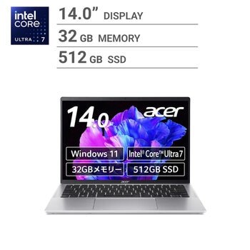ACER ノートPC/14.0インチ/Core Ultra7 155H/メモリ 32GB/SSD 512GB/SFG14-72-H73Y/F ACER ノートPC/14.0インチ/Core Ultra7 155H/メモリ 32GB/SSD 512GB/SFG14-72-H73Y/F