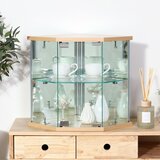 卓上ガラスコレクションケース コーナー ナチュラル