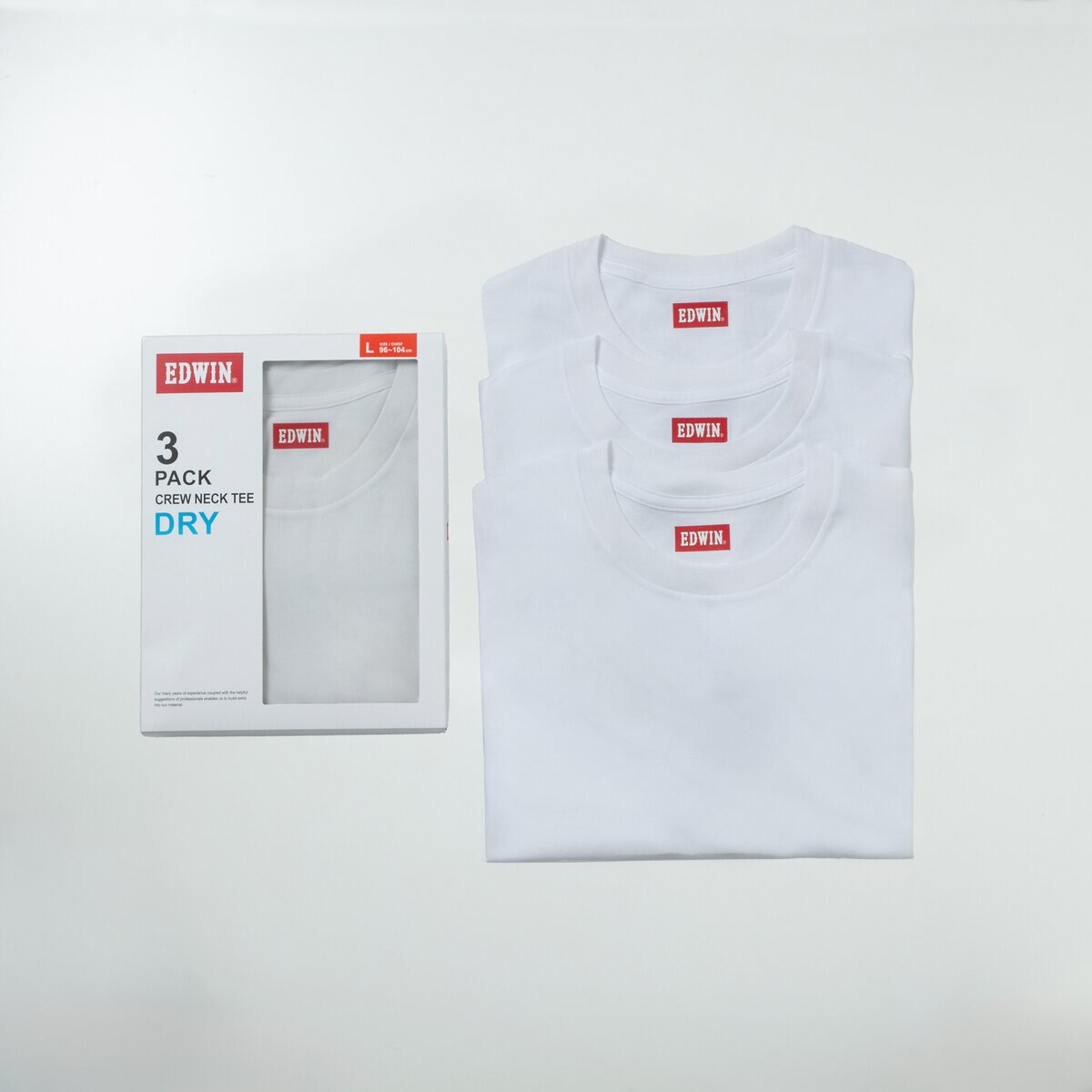エドウイン メンズ クルーネック Tシャツ 3枚組 ホワイト L