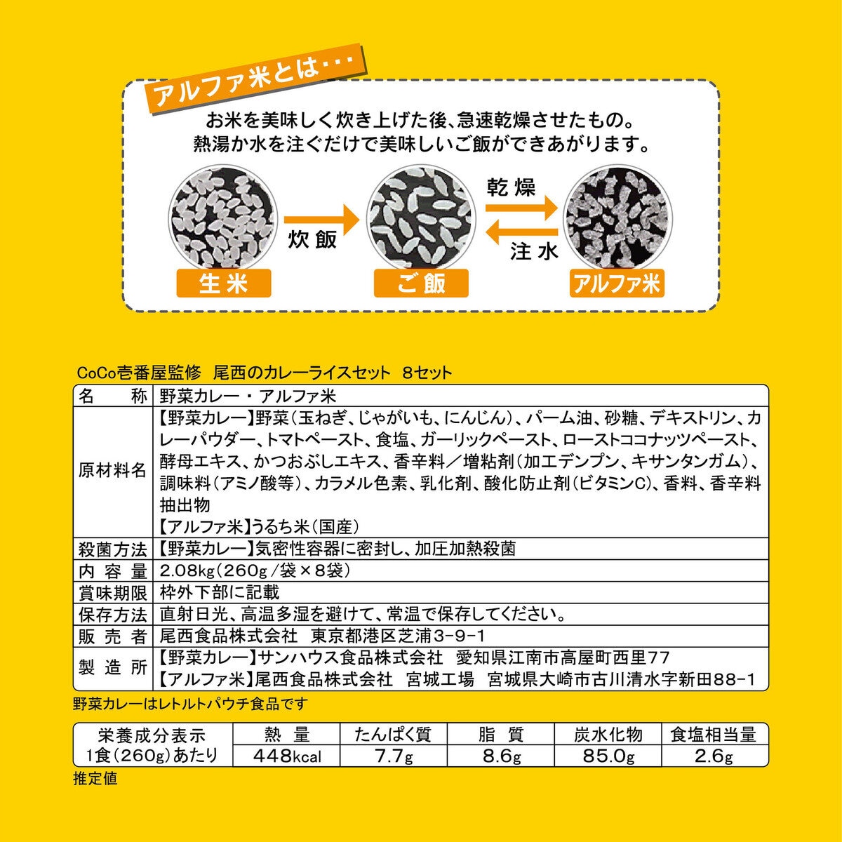 CoCo壱番屋カレーライスセット 8食入り