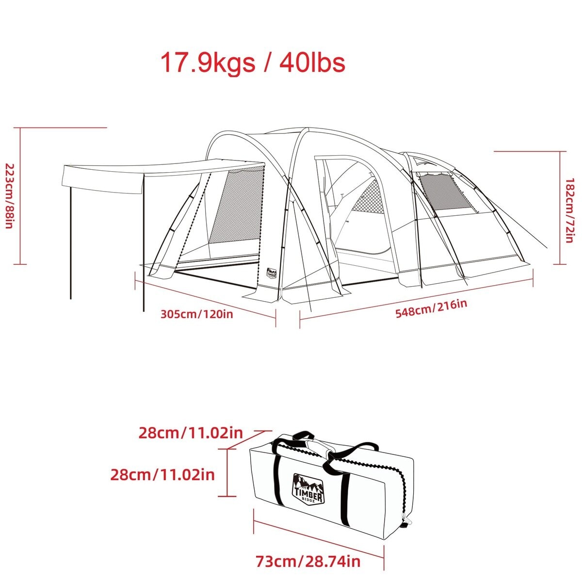 TIMBER RIDGE 2ルームテント 6人用 ドーム型テント①