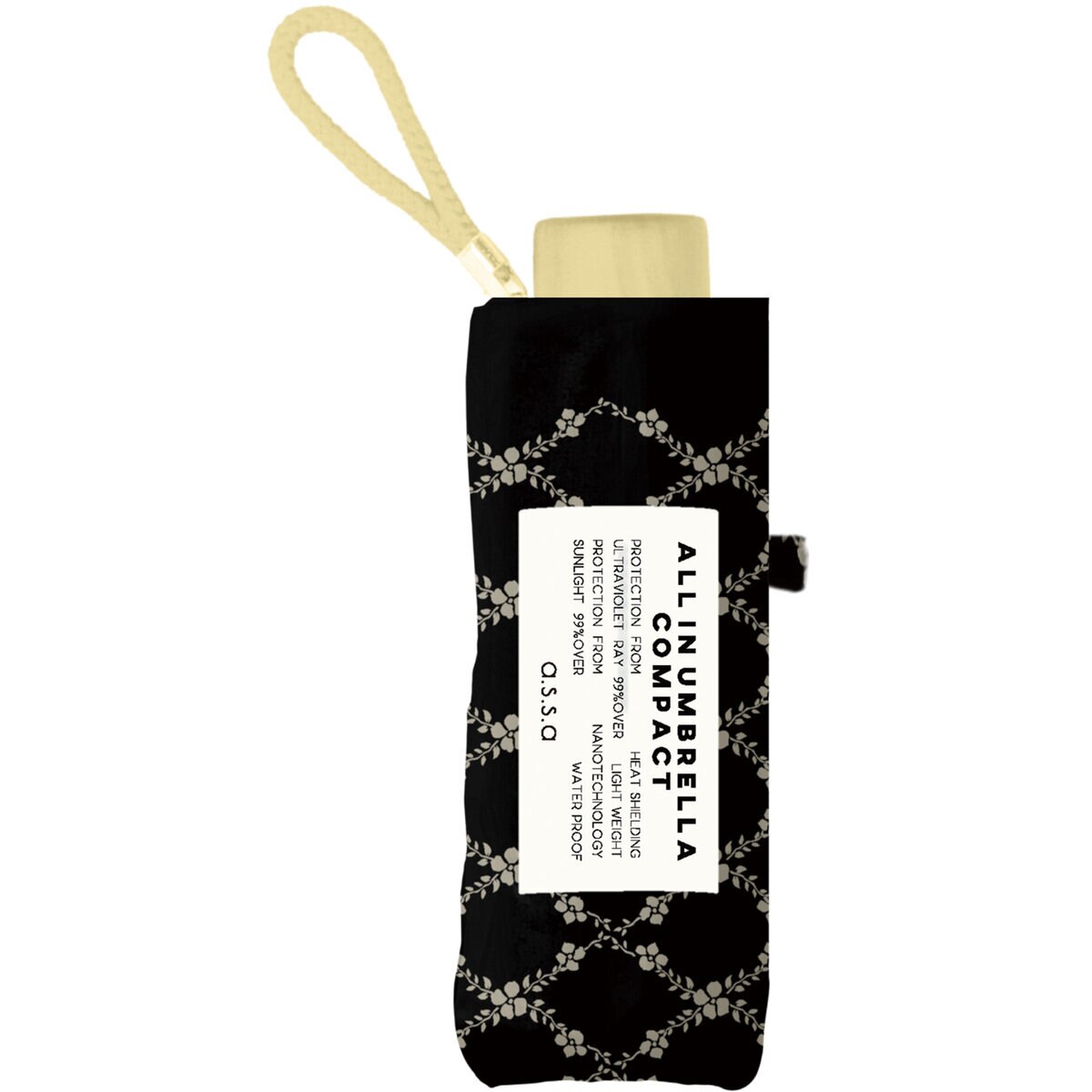 assa 日傘折りたたみ AMM50 ブラック / フラワークロス AMM752