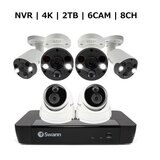 Swann 8CH 4K NVRシステム 2TB 4K 顔認識 バレットカメラ4台＆ドームカメラ2台  計6台セット