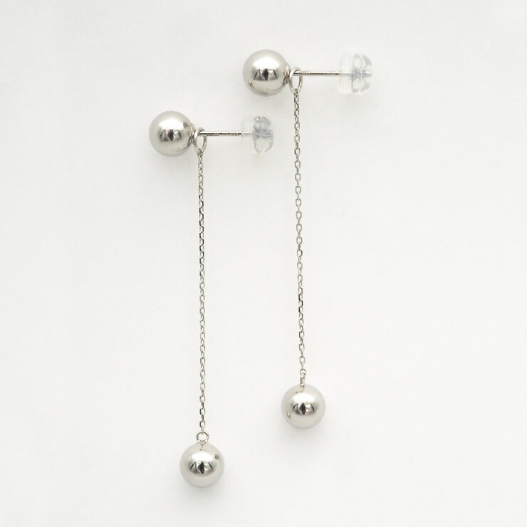 プラチナ 5.5mm ボール チェーン付き 2Way ピアス