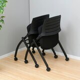 YAMAZEN キャスター付きミーティングチェア メモ台付き ブラック