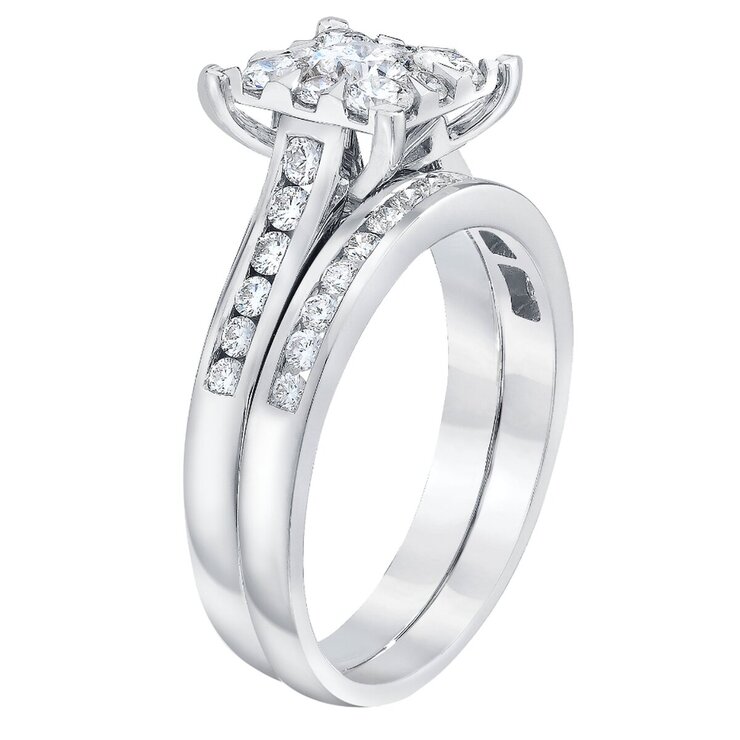 18K ホワイトゴールド 1.10カラットダイヤモンド ウェディングリング セット 18K ホワイトゴールド 1.10カラットダイヤモンド ウェディングリング セット
